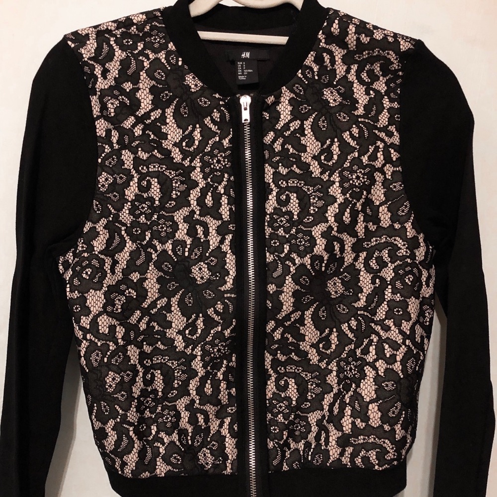 Zip up lace track jacket